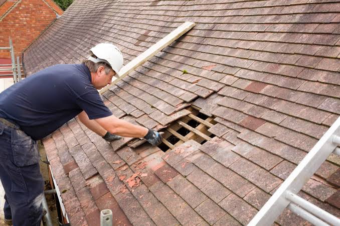 Damaged roof inspection